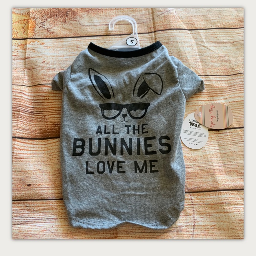 Gray Easter Shirt ALL THE BUNNIES LOVE ME Puppy S